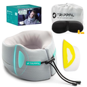 TripPal Airplane Sleeping Travel Pillow: 360° Chin & Neck Support with Flat Back for Side Sleepers on Longhaul Flights  DualDensity Memory Foam (8lb NonCollapsing) to Prevent Head Bobbing