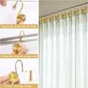 Metal Shower Curtain Hooks, Rust-Resistant Hooks for Shower Curtain Rods, Set of 12, Beautifully Designed Bathroom Curtain Decor (Gold)