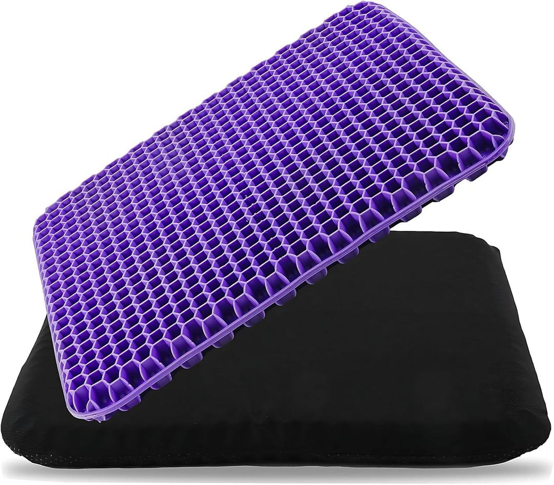 Ergonomic Gel Seat Cushion for Long Sitting, Tailbone and Coccyx Pain Relief, Office Chair Comfort, Wheelchair Pad, Chair Cushion for Back Support, Comfort Wheelchair Seat Cushions (Light Purple)