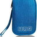 Electronic Organizer Bag Cable Organizer Travel Cord Organizer Case Pouch Portable Carrying Case for Charger Hard Drive Earphone USB SD Card (Blue)