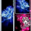 Case for Samsung Galaxy Z Flip 5,White Tiger Butterfly Anti-Scratch Solid Hard case Protective Shookproof Phone Cover for Samsung Galaxy Z Flip 5