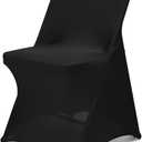 Babenest Spandex Folding Chair Covers - 50 PCS Halloween Upgraded Universal Stretch Washable Fitted Chair Slipcovers Protector for Wedding, Holidays, Banquet, Party, Celebration (Black)