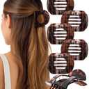 AWAYTR 6Pcs Flat Hair Clips for Women Strong Grip Curved Claw Clip for Thin Hair Non-slip Plastic Hair Barrettes (Light Brown)