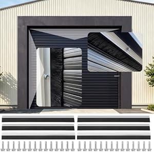 10 x 10 ft Garage Door Brush Seal Kit, 2-Inch Roll Up Door Weather Stripping with Aluminum Track, Heavy Duty Nylon Brush for Commercial Doors, Warehouses & Barns, Blocks Drafts, Dust & Pests