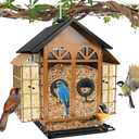 TayePin Bird Feeders for Outdoors Hanging, Metal Wild Bird Feeders with Double Suet Cage, 4LBS Large Capacity for Outside Garden Waterproof, ldeal Gifts for Birds Feeding Finch Cardinal, Brown