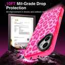 SAKUULO Magnetic for iPhone 16 Plus Case Hot Pink Leopard Print Pattern [Compatible with MagSafe] [with Screen Protector] Wireless Charge Strengthen Protection Cover, Hot Pink Leopard (6.7")
