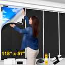 100% Blackout Window Cover, 118x57 Inch Portable Blackout Blinds, No Drill Privacy Blackout Shades, Cuttable Temporary Black Out Curtains for Bedroom Travel Dorm Home Nursery RV Media Room Darkening