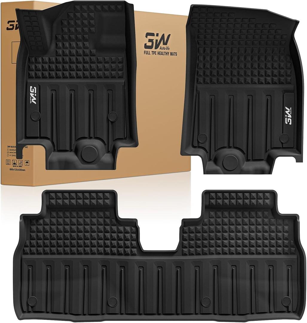3W Floor Mats Fit for 2024-2025 2026 Chevrolet Chevy Equinox EV (Non Fuel), TPE All Weather Custom Fit for Chevrolet Equinox EV (Non Fuel) Accessories 1st and 2nd Row Full Set Car mats