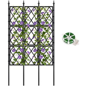 5.25FT Metal Garden Trellis for Climbing Plants Outdoor and Indoor, Black Iron Pipe Support Fence Climbing Plant Frame Wall Trellis with Garden Twist Tie for Ivy Vines Vegetable Flower
