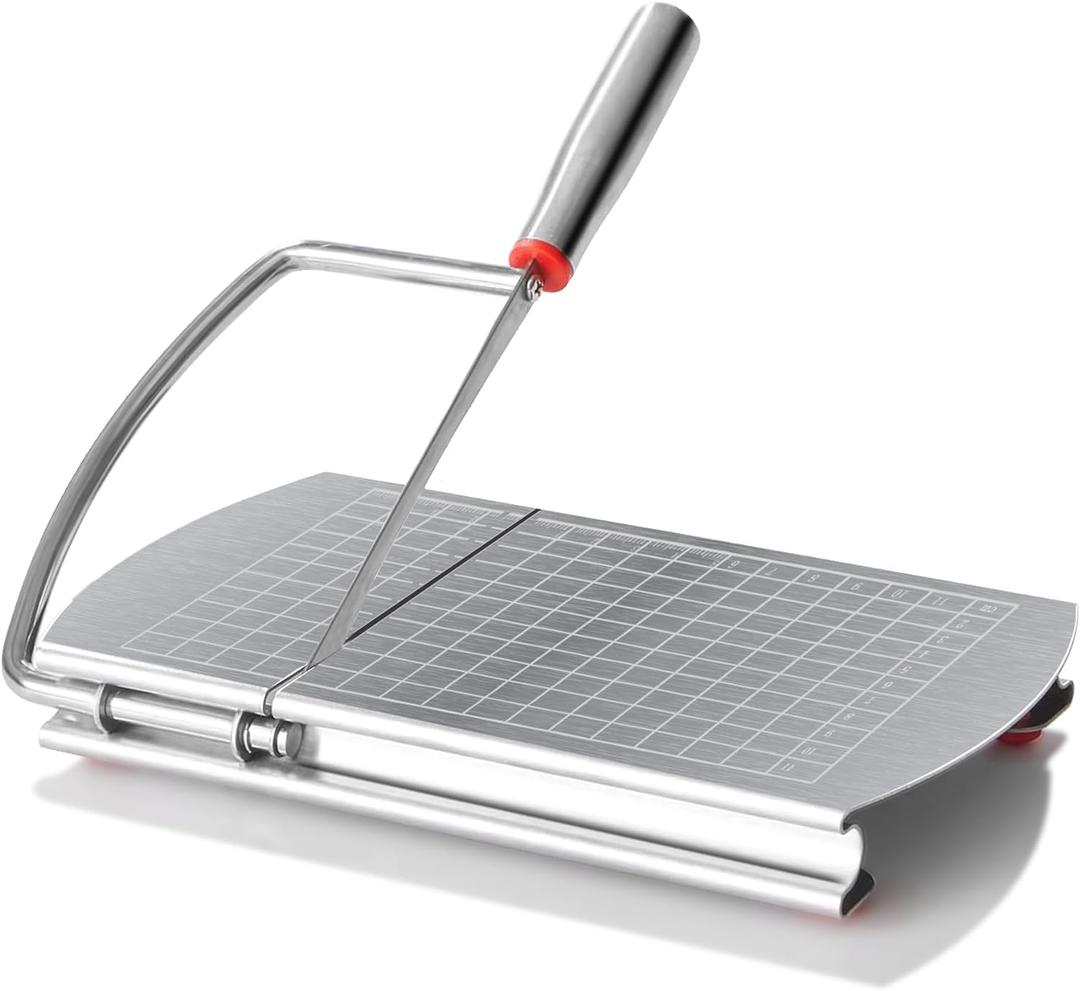 Cheese Slicer, Multipurpose Cheese Cutter Stainless Steel Cheese Slicers for Block Cheese, Butter, Sausages, Fruits Kitchen Gadget Cheese Cutting Board