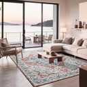 Noahas Area Rugs for Living Room，8x10 Machine Washable Vintage Rugs Non-Slip Low Pile Farmhouse Carpets for Entryway Bathroom Kitchen Bedroom Laundry Room Home Decor
