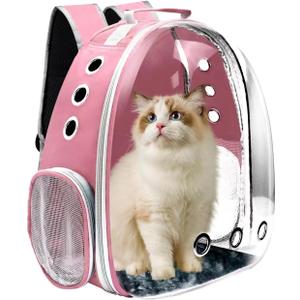 Cat Backpack Carrier, Pet Cat Carrier with Ventilated Design for Carrying Puppy Cats, Pet Carrier Backpack for Traveling/Hiking/Camping/Outdoors Airline Approved Travel Carrier(Pink)