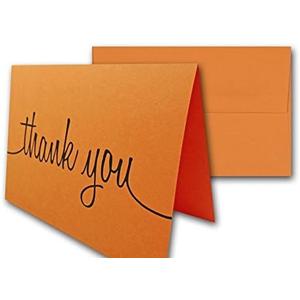 CutCardStock Thank You Note Cards & Envelopes - 25 cards and envelopes (Orange Fizz (Orange))