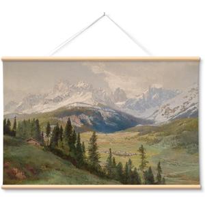 VIYYIEA Extra Large Canvas Wall Art, 36x54 Inch Mountain Landscape Oil Painting Style, Vintage Nature Wall Decor for Living Room, Bedroom, Above Sofa