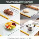 Glass Cutting Board with Silicone Grip, 80% Stronger Shatter Resistance and Slip Resistance,No Scratches/Microplastic-Free,Dishwasher Safe, Non Toxic Cutting Board for Kitchen (Yellow-Large)