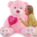 Giant Teddy Bear 52" - Big Stuffed Animal with Heart - Large I Love You Teddy Bear Plush Toys for Kid Christmas Birthday - Valentines Bear Gift for Girlfriend Wedding