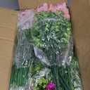 Fake Flowers for Outdoor UV Resistant 24 pcs Pink Summer Artificial Flowers Outdoors, Realistic Faux Silk Flowers Fade Resistant, Fake Plants  Flowers for Garden Porch Planters Window Patio Wedding (Pink  White with Green Ferns)