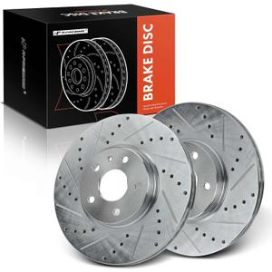 A-Premium 11.81 Inch (300mm) Front Drilled and Slotted Disc Brake Rotors Set Compatible with Select Ford and Lincoln Models - Fusion 2013-2020, MKZ 2013-2016 2-PC Set