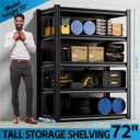 5-Tier Garage Storage Rack 35”W X 15.7”D X 72”H 2500LBS Capacity Industrial Shelving Unit Heavy-Duty Metal Shelf (Black)