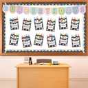 2 x Birthday Bulletin Board Classroom Decorations Crayon Box Cutouts Composition Notebook Crayon Name Tags for Wall Chalkboard Decor Preschool Classroom Decor Teacher Back to School Supplies