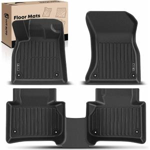 YHTAUTO Floor Mats Fit 2018-2024 Audi Q5 SQ5, TPE All Weather Car Mats Waterproof Anti-Slip Odorless Floor Liner, Interior Car Accessories Front & 2nd Row Liner