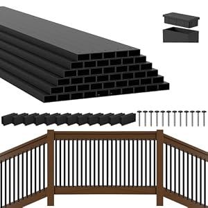 100 Pack 32.25" Black Aluminum Rectangle Deck Balusters with End Caps&Stainless Screws-Upgraded Metal Railing Spindles Kit for Decks, Porch Railings, Stairs/ Staircase&Outdoor Replacement(Face Mount)