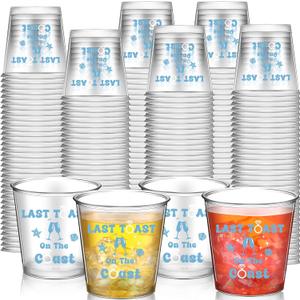 Roshtia 50 Pcs Last Toast on The Coast Bachelorette Party Shot Glasses 2. 87oz Disposable Blue Coastal Bachelorette Plastic Cups for Adult Beach Bridal Wedding Party Favor Supplies