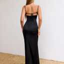 Colysmo Satin Maxi Floral Long Formal Wedding Guest Dresses for Women (Black, M)