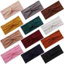 Panleding 12 Pcs Stretchy Headbands for Women, Absorbed Sport Headband Soft Twist Knotted Headbands for Daily Life Yoga Workout (Dark Serial)