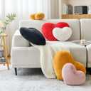 XVTRU Dusty Pink Heart Pillows, Cute Heart Decorative Pillow, Heart Shaped Throw Pillows for Bed, Faux Rabbit Fur Plush Hoom Decor Pillow Cushion for Chair Sofa Living Room (Mini 12.9" x 9.8")