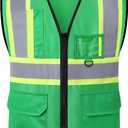 Hi Vis Reflective Safety Vest for Men Women with Multiple Pockets High Visibility Mesh Construction Work Vest,Meets ANSI/ISEA Standards(EK1-178-Green-M)