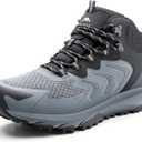 Men's Waterproof Hiking Boots Lightweight Comfortable Outdoor Walking Trail Boots Shoes (10.5, Grey-1)