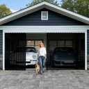 Sliding Garage Door Screen 2 Car 16x7Ft, Retractable Garage Screen Door with Track Closure, Heavy Duty Fiberglass Mesh Garage Net Screen, Keep Annoying Animals Out, Easy Assembly Privacy Protection