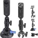 PellKing Camera Air Pump Vacuum Suction Cup Handlebar Mount Kit Compatible with Insta360 X5/X4/X3/GoPro 13/12/11/10/9,with 360 Rotation Function Handlebar Mount Magic Arm 4.5" Vacuum Suction Cup