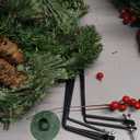 Outdoor Christmas Tree Frosted Urn Filler 2 Set, Pre-lit Artificial Xmas Tree with Cones & Red Berries, Small Christmas Tree with 70 Warm Lights