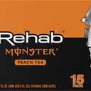 Monster Rehab Peach Tea + Energy, Energy Drink, 15.5 Ounce | Energy Iced Tea, Pack of 15 (EXP 12/17/26)