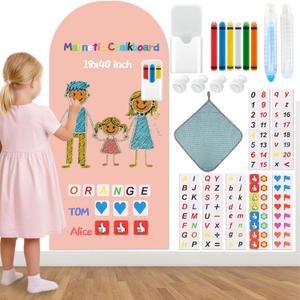 Arch Magnetic Chalkboard Wall Decal for Kids,Upgraded Thickened Magnetic Chalkboard for Wall,Suitable for Home Decoration Wallpaper and Children's Game Room,School (Camel Pink, 18x40 Inch)