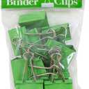 JAM PAPER Colorful Binder Clips - Large - 1 1/2 Inch (41 mm) - Green Binderclips - 12/Pack