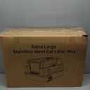 Stainless Steel Litter Box with Lid, XL Extra Large Metal Cat Litter Box for Big Cats Enclosed, Easy to Scoop with Scoop Set, High Sides Enclosure Anti-Urine Leakage Non-Sticky (Silver Gray)