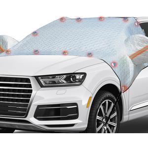 Car Windshield Snow Cover, Waterproof Car Windshield Frost Cover with Side Mirrors Protector, Windproof Winter Cover for Ice and Snow with Magnetic Edge for Car, SUV, RV and Truck (56.29 × 64.17 inches)