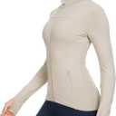 QUEENIEKE Womens Running Jackets Athletic Workout Scrub Jacket Track Full Zip Up Gym for Women Yoga Top (Blue, S)
