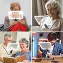 5X Hands Free Magnifying Glass with Light for Reading, Neck Wear Magnifier with Adjustable Brightness 50 Led Lights Flexible Gooseneck Full Book Page Magnifier for Low Vision Seniors with Aging Eyes