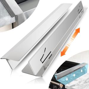 2PCS Kitchen Stove Counter Gap Covers, Stainless Steel Gap Cover, Cooktop Trim Kit, Stove Gap Guards, Oven Gap Filler, Heat Resistant & Effectively Protect Stove Gap Filler(13.8"-27.5", Silver)