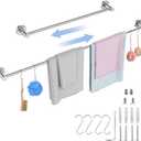 Adjustable Single Bath Towel Bar 23.6 to 42 Inch, ZUEXT Brush Nickel Finished Stainless Steel Towel Holder, Expandable Wall Mounted Towel Rail for Bathroom Kitchen Washroom,1" Tube Towel Rail Racks
