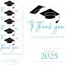 Pack Of 2 Vodbok 40 Pcs Graduation Stickers, Blue, Round & Rectangular, Class of 2025, Congratulations Graduates