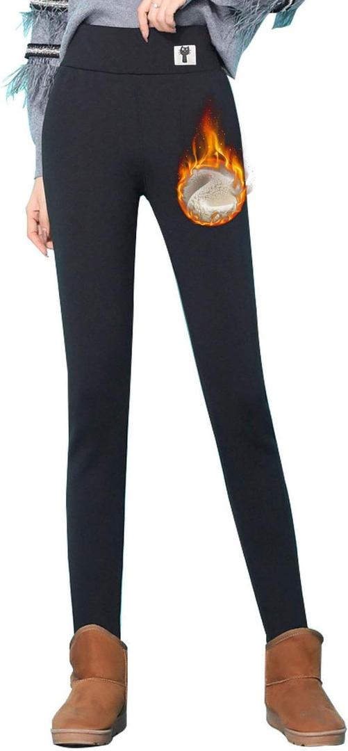 SIAEAMRG Winter Sherpa Fleece Lined Leggings for Women,High Waist Stretchy Thick Cashmere Leggings (Medium, Black)