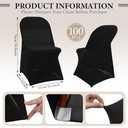 Newwiee Spandex Chair Covers Bulk - Stretch Folding Flat Front Fitted Universal Chair Protector Pack Removable Washable for Wedding Party Dining Banquet Event(Black, 100 Pcs)