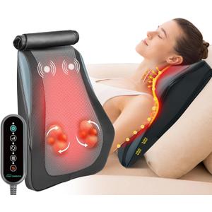 Snailax Back Massager for Back Pain Deep Tissue, Shiatsu Lower Back Neck Massager with Heat, 3D Kneading Massage Pillow for Neck Shoulder Legs, Gifts for Mom, Dad, Women