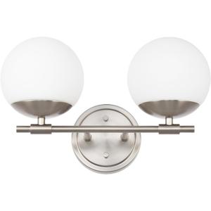 Bathroom Vanity Light, 2 Light Globe Bathroom Light Fixtures Over Mirror, Modern Vanity Lights for Living Room, Milk White Globe Glass Shades, Standard E26 Base, Brushed Nickel