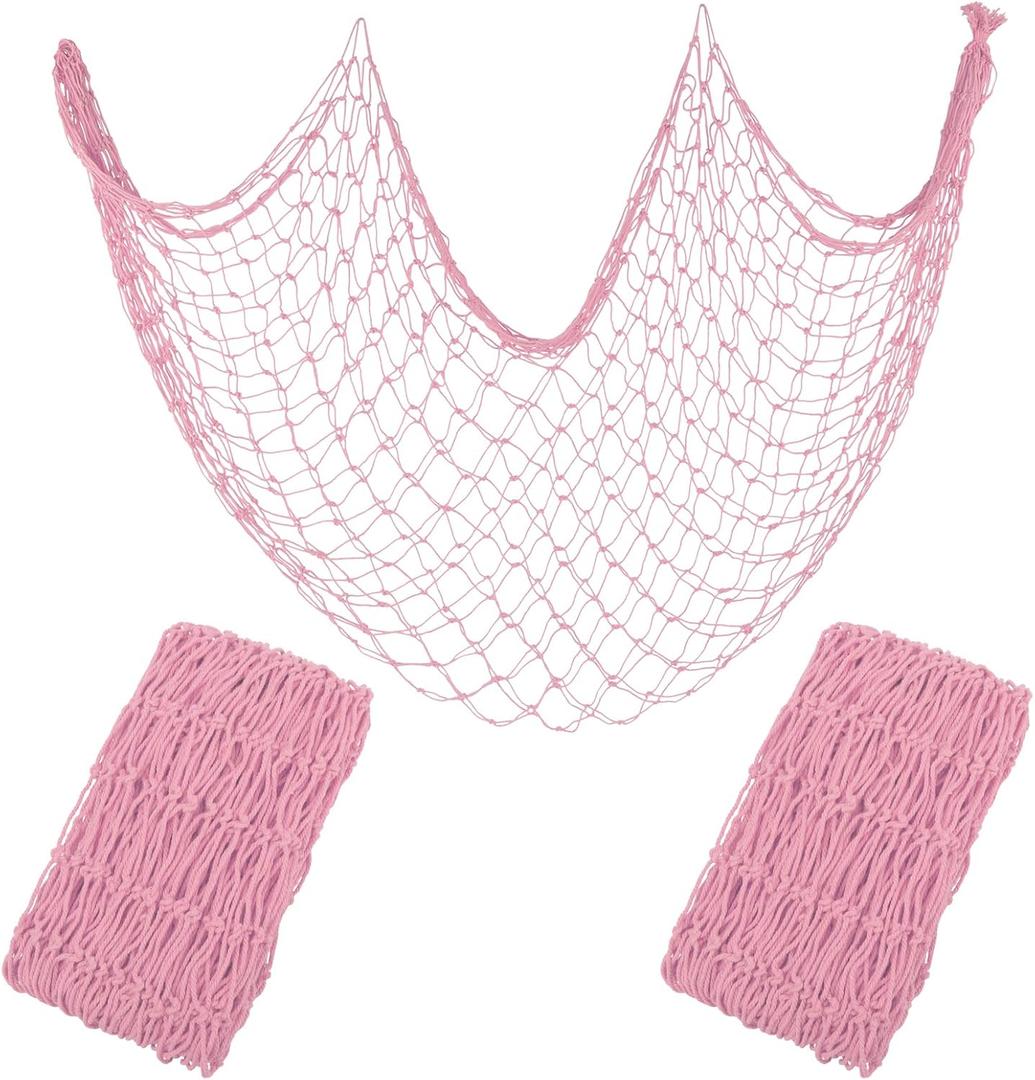 Decorative Fishing Net 80x40 Inch,2 Pack Fish Net Party Decor,Light Pink